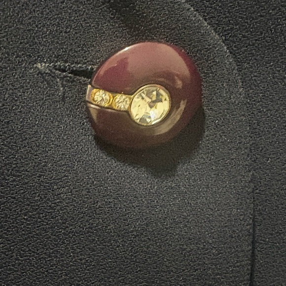 Vintage Navy Blue Blazer with Embroidered Sheer Sleeves Size 14 - Picture 4 of 6